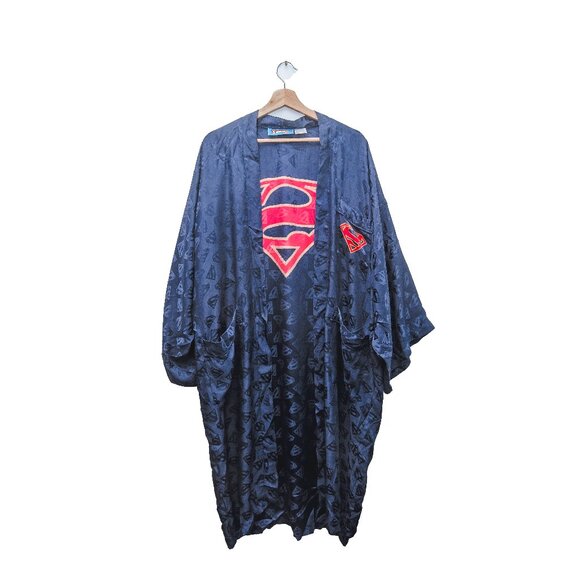 Superman DC Comics 1999 Blue 100% Silk Robe or Kimono - Picture 1 of 9